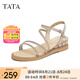 他她（TATA）絕美坡跟涼鞋女外穿一字帶時(shí)裝涼鞋夏季新款7UA03BL4 金色 35