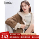百圖betu女裝冬季新款毛衣一體絨條紋色織寬松套頭毛衫女2411T34 黑白條 S