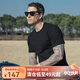 AKSERIESAK男裝夏季新款輕復古簡(jiǎn)約百搭繡花光板休閑短袖T恤男2300001 黑色 M