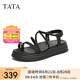 他她（TATA）厚底沙灘涼鞋女一字帶運(yùn)動涼鞋女白色2025夏新款CXZ02BL5 黑色 38