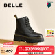 百麗（Belle）七夕禮物周雨彤推薦黑桃少女馬丁靴女休閑短靴B8K1DDD4 黑色 【周雨彤推薦】 38 (240mm)