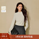 茵曼（INMAN）2025秋冬女裝新款 鏤空磨毛蕾絲半高領(lǐng)T恤燈籠袖打底衫上衣 淺杏 XL