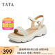 他她（TATA）2025夏商場(chǎng)同款百搭時(shí)尚休閑女涼鞋新款URZ02BL5 米白 35