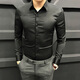 擎感早秋襯衫男長袖新款男士修身休閑襯衣免燙通勤商務(wù)男冬季加絨 黑色 XL 41【建議140-150斤】