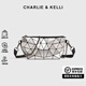 CHARLIE&KELLI CK品牌包包女包2025新款生日禮物女菱格幾何鏈條包潮單肩斜挎包 銀色