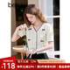 百圖betu女裝2025夏季新款毛針織衫V領(lǐng)精致提花立體蝴蝶結毛衫2503T11 米白 M