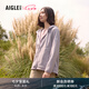 AIGLE艾高抓絨衣戶外經(jīng)典時尚保暖上衣防風舒適連帽外套女士 灰紫色 BE035 38