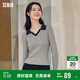 森馬毛衣女短款修身顯瘦簡(jiǎn)約春秋撞色polo領(lǐng)毛衫復古109524107003