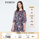 PORTS寶姿  春夏新品女裝優(yōu)雅印花系帶連衣裙A字裙LN8D134HPP027 黑色印花 M (6)