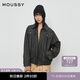 moussy 新品港風(fēng)廓形皮衣飛行員夾克外套女028HAZ30-0201 020黑色 均碼 00020/F