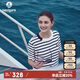 Navigare意大利小帆船女休閑針織彈力撞色條紋短袖T恤2324505503 白藍(lán) M 
