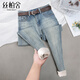 絲柏舍加絨小腳褲女2025秋裝新款復古修身顯瘦水洗垂感牛仔褲