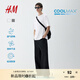 H&M男裝女裝T恤夏季涼感COOLMAX?透氣重磅寬松情侶裝短袖0948441 白色 M 175/100