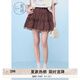 紫涵（ZIHAN）紫涵木耳邊蛋糕裙女2025年夏季新款甜美網(wǎng)紗內(nèi)襯拼接高腰a字短裙 可可咖 S