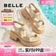 百麗（Belle）滿天星閃耀水鉆休閑涼鞋女2025夏新厚底增高涼鞋B2666BL5 杏色 38 (240mm)
