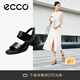 愛步（ECCO）女士涼鞋 夏季一字帶粗跟涼鞋時尚舒適 雕塑222763 黑色22276301001 （牛皮革） 39 (245mm)