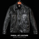 PJL【牛皮皮特】水洗做舊男時(shí)尚工裝翻領(lǐng)布拉得皮特同款皮衣 黑色 3XL 195斤以下