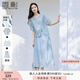香影高級感套裝女夏季2025新款萊賽爾天絲半身裙藍色慵懶風(fēng)兩件套 藍色 M 160/84A/95-110斤