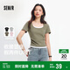 森馬（Semir）短袖t恤女短款假兩件百搭上衣25夏裝顯瘦U領(lǐng)套頭衫109325100015