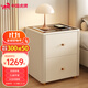 虎牌保險柜家用型智能床頭柜保險箱一體隱藏式指紋密碼無(wú)線(xiàn)充電式臥室2025新款防盜保管柜 輕奢58-奶油白 指紋密碼款