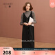 三彩2025冬季新款V領(lǐng)針織連衣裙無(wú)袖A字裙氣質(zhì)長(zhǎng)裙疊穿S 經(jīng)典黑 M 160/84A