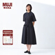 無(wú)印良品（MUJI）女式 涼感 短袖襯衫連衣裙女裝裙子純棉25年夏季長(zhǎng)裙涼感物語(yǔ) 黑色 M (160/84A)