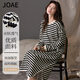 JOAE純棉睡裙女條紋連衣裙可外穿長(cháng)袖秋季女士睡衣女溫柔家居服2XL