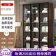 學生時代（SCHOOLDAYS） 實木書柜玻璃門落地書柜現(xiàn)代簡約書柜隔斷書架書柜墻書櫥定做 E0生態(tài)板三門5層【120*44*200】