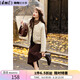 德瑪納（dme）【舒適驚艷】冬季淑女風(fēng)圓領(lǐng)長(zhǎng)袖棉服女短款女外套 米白 L