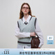 范思藍(lán)恩23FS14243復(fù)古學(xué)院風(fēng)V領(lǐng)套頭減齡針織馬夾背心馬甲冬裝女 暗霧綠 S
