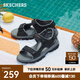 斯凱奇（Skechers）男鞋魔術(shù)貼涼鞋運(yùn)動(dòng)休閑戶外鞋簡(jiǎn)約露趾沙灘鞋子防滑拖鞋 黑色/BLK 42
