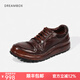 dreambox鈞博老爹鞋vibram防滑耐磨厚底增高男士高檔馬皮休閑皮鞋 咖色 41