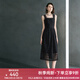顏域吊帶連衣裙女夏裝2025新款黑色高級(jí)感收腰顯瘦鏤空蕾絲背心裙 黑色 XL