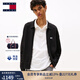 TOMMY JEANS25新款秋冬男裝美式復古刺繡慵懶寬松翻領(lǐng)針織開(kāi)衫外套22106 黑色BDS S