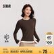 森馬（Semir）長袖T恤女假兩件緊身磨毛圓領(lǐng)2024冬季吸濕發(fā)熱撞色109724101002