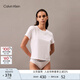 Calvin Klein內(nèi)衣25春夏新款女士休閑簡約ck刺繡純棉圓領(lǐng)短袖家居服QS7328 100-月光白 L