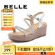百麗（Belle）厚底坡跟休閑涼鞋女商場同水鉆細帶涼鞋A9R1DBL4 銀色 37 (235mm)