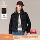 哈吉斯（HAZZYS）女裝 秋款女士時(shí)尚撞色休閑牛仔夾克女ASVSU0BCU10 深藏青色DN L (165/88A 40)