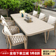 藤朝家具（Teng chao jia ju）戶外桌椅北歐創(chuàng)意桌椅庭院花園鋁合金桌露臺(tái)休閑拉繩桌椅露營(yíng)桌椅 創(chuàng)客6椅+180CM鋁合金伸縮桌(展2.3米