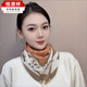 恒源祥磁扣棉麻小方巾絲巾女春秋薄款百搭護頸領(lǐng)巾三角圍巾夏季保暖圍脖 卡其橙H馬車(chē) 棉麻小金球方巾