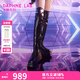DAPHNE LAB【陳粒同款】方糖過膝靴 3代新款超厚底增高長靴顯腿細(xì)女靴 黑色 【博主同款】 37 (235mm)