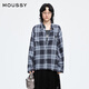 moussy&Kuromi合作款春季新品復古撞色格子襯衫010IAF01-6611 115花紋藍色 均碼