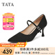 他她（TATA）法式尖頭高跟鞋女鞋復(fù)古單鞋瑪麗珍鞋2025春新款XCM05AQ5 黑色 36