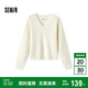 森馬（Semir）毛衣女冬季短款含羊毛破洞V領(lǐng)毛衫辣妹個性ins小個子101724107032