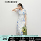 紅袖碎花連衣裙2025夏季新款女裝【海藍(lán)花嶼】收腰V領(lǐng)氣質(zhì)雪紡茶歇裙 白底藍(lán)花674 M