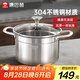 康巴赫304不銹鋼湯鍋雙耳湯鍋燉鍋可視鍋蓋22cm電磁爐明火通用TOUC22A1