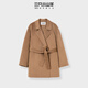 三只小山羊 【123短款】 秋冬雙面呢帶里襯100純羊絨女士大衣短外套 駝色無(wú)里布（正價(jià)7980） M