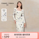 糖力商場(chǎng)同款 夢(mèng)蝶印花 2025春秋新款收腰長(zhǎng)款流光絲絨連衣裙女 白色  夢(mèng)碟印花 S