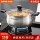 蘇泊爾（SUPOR）304不銹鋼小紅圈湯鍋大小號復底燉鍋火鍋煮面鍋 燃氣灶電磁爐通用 適用3-5人 升級加厚款 直徑 24cm