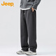 JEEP吉普休閑褲男秋冬季直筒褲寬松闊腿褲子彈力運動(dòng)男褲 淺灰色 XL